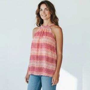 Boston Proper - Pink and Orange Halter Top sz L